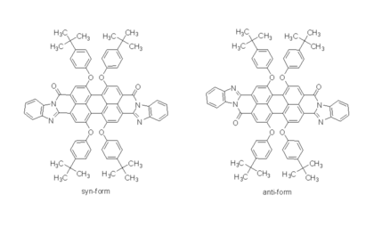 7,8,18,19-Tetrakis[4-(1,1-dimethylethyl)phenoxy]bisbenzimidazo[2,1-a:2',1'-a']anthra[2,1,9-def:6,5,10-d'e'f']diisoquinoline-10,21-dione and 8,9,19,20-Tetrakis[4-(1,1-dimethylethyl)phenoxy]bisbenzimidazo[2,1-a:1',2'-b']anthra[2,1,9-def:6,5,10-d'e'f']diisoquinoline-6,11-dione