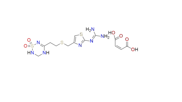 2-(4-(((2-(1,1-dioxido-3,4-dihydro-2H-1,2,4,6-thiatriazin-5- yl)ethyl)sulfanyl)methyl)-1,3-thiazol-2-yl)guanidine maleate